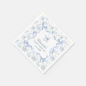 Toile De Jouy Teddybeer Dusty Blue Baby shower Servet (Hoek)