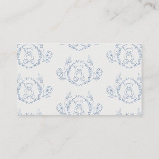 Toile de jouy teddybeer  Luierverloting Informatiekaartje (Achterkant)