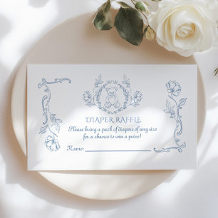 Toile de jouy teddybeer Luierverloting Informatiekaartje