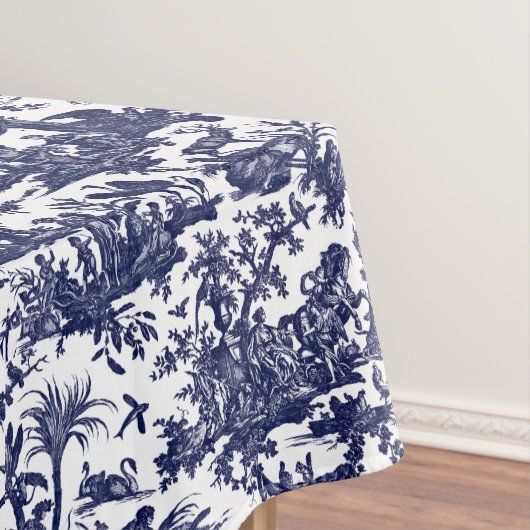 Toile de Jouy Vier delen van de wereld blauw patro Tafelkleed (Voorbeeld)