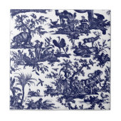 Toile de Jouy Vier delen van de wereld blauw patro Tegeltje (Voorkant)