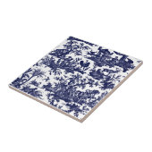 Toile de Jouy Vier delen van de wereld blauw patro Tegeltje (Zijkant)