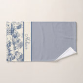 Toile de Jouy Village Scene Grens op Blauw Bad Handdoek (Handdoek)