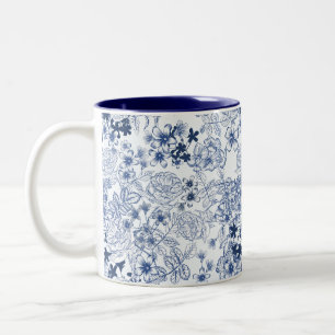 Toile-De-Jouy Vintage Frans Patroon Bruiloft Tweekleurige Koffiemok
