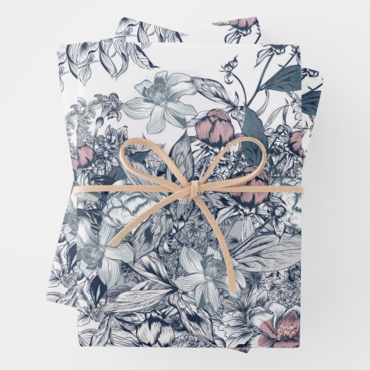 Toile-De-Jouy Vintage French Pattern Inpakpapier Vel (In situ)