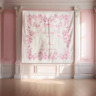 Toile de Jouy Vlinders Baby Shower Welkom Wandkleed
