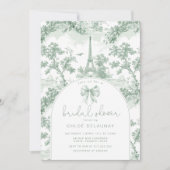 Toile de Jouy Vrijgezellenfeest Sage French Bow Kaart (Voorkant)