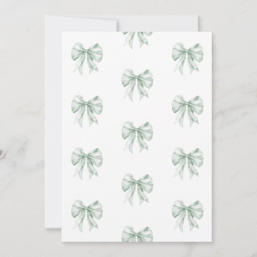 Toile de Jouy Vrijgezellenfeest Sage French Bow Kaart (Achterkant)