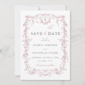 Toile de Jouy Wedding Save the Date Dusty Pink (Voorkant)