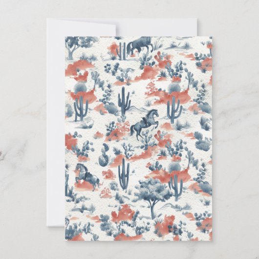 Toile de jouy Western Cowboy Wedding Kaart (Achterkant)