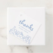 Toile de Jouy Whimsical Blue Baby shower Bedankjes Labels (In situ)