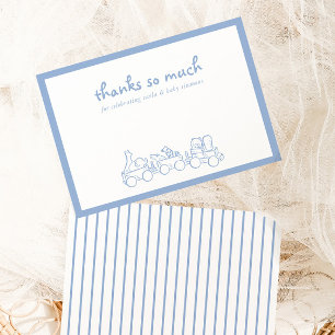 Toile de Jouy Whimsical Blue Baby shower Bedankkaart
