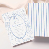 Toile de Jouy Whimsical Blue Baby shower Kaart