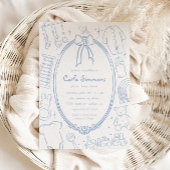 Toile de Jouy Whimsical Blue Baby shower Kaart