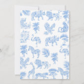 Toile de Jouy Wit en Blauw Safari Baby shower Kaart (Achterkant)