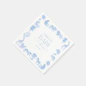 Toile de Jouy Wit en Blauw Safari baby shower Servet (Hoek)