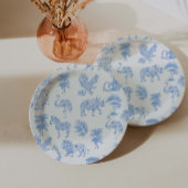 Toile de Jouy Wit en Blauw Safari Papieren Bordje