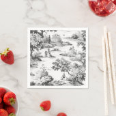 Toile de jouy, zwart en wit, porselein, servet (Insitu)