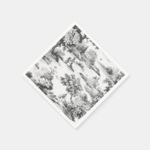 Toile de jouy, zwart en wit, porselein, servet (Hoek)