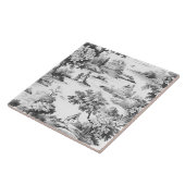 Toile de jouy, zwart en wit, porselein, tegeltje (Zijkant)