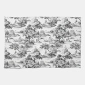 Toile de jouy, zwart en wit, porselein, theedoek (Horizontaal)