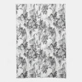 Toile de jouy, zwart en wit, porselein, theedoek (Verticaal)