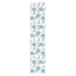 Toile de Joy. Floral. Blauw. Korte Tafelloper