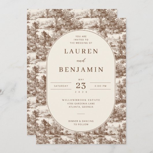 Toile de Romance Wedding Kaart (Voorkant / Achterkant)