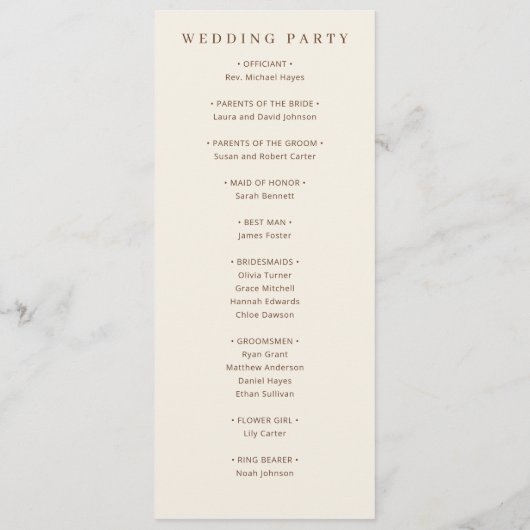 Toile de Romance Wedding Programmakaart (Achterkant)