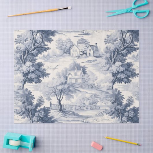 Toile du Jouy Blauwe Nep-Franse Tissuepapier (Craft)