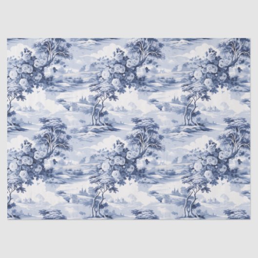 Toile du Jouy Blue Faux French Tissuepapier (Voorkant)