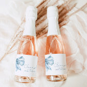 Toile Dusty blue Bow minimalistisch Vrijgezellenfe Sparkling Wijnetiket