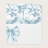 Toile Dusty Blue Bow vrijgezellenfeest plaatskaart Kaart (Buitenkant ongevouwen)
