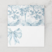 Toile Dusty Blue French Bow vrijgezellenfeest Plaatskaartje (Buitenkant ongevouwen)