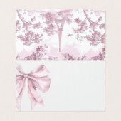 Toile Dusty pink Bow vrijgezellenfeest plaatskaart Kaart (Buitenkant ongevouwen)