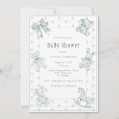Toile Elegant Sage Green Baby shower Uitnodiging (Voorkant)