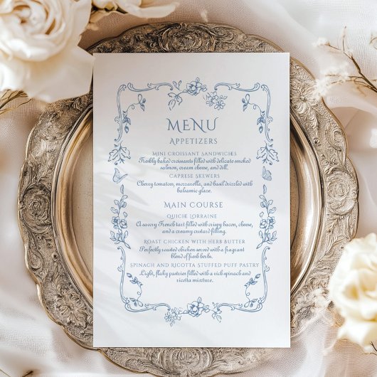Toile Elegante vintage bloemrijke Bruidsdouche Menu