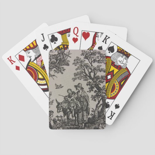 Toile -- Ezel met vrouw en kind Speelkaarten (Achterkant)