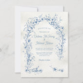 Toile Floral Arch Eenvoudige bruiloft Kaart (Voorkant)