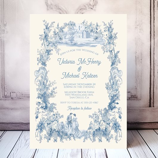 Toile Floral chateau bruiloft Kaart