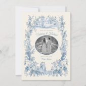 Toile Floral chateau Bruiloft Save the Date Foto Kaart (Voorkant)
