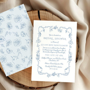 Toile Floral Chinoiserie Vrijgezellenfeest Kaart