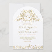 Toile Floral Crest Franse Klassieke Elegante Huwel Kaart (Voorkant)