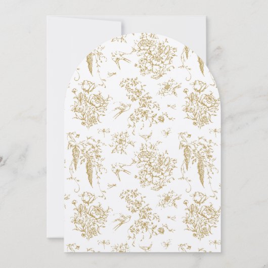 Toile Floral Crest Franse Klassieke Elegante Huwel Kaart (Achterkant)