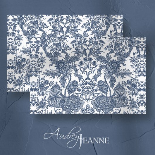  toile-Floral-marineblauw en witte ontkoppeling Tissuepapier
