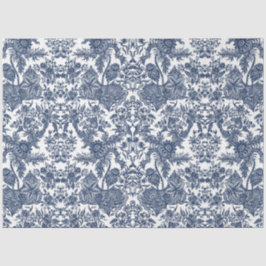 toile Floral Navy Blue White Decoupage Art Tissuepapier