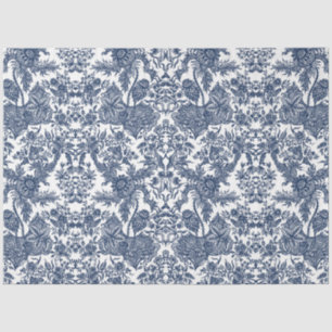  toile Floral Navy Blue White Decoupage Art Tissuepapier