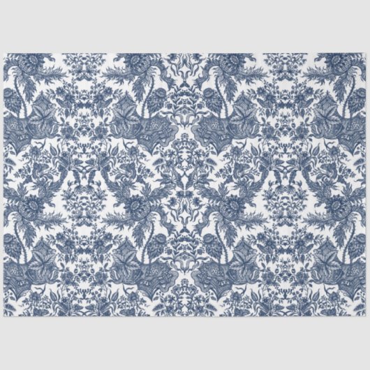  toile Floral Navy Blue White Decoupage Art Tissuepapier (Voorkant)