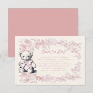 Toile Floral Pink Teddy Bear Boeken voor Baby Kaart