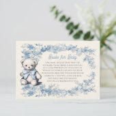 Toile Floral Teddy Bear Boeken voor Baby Kaart (Staand voorkant)